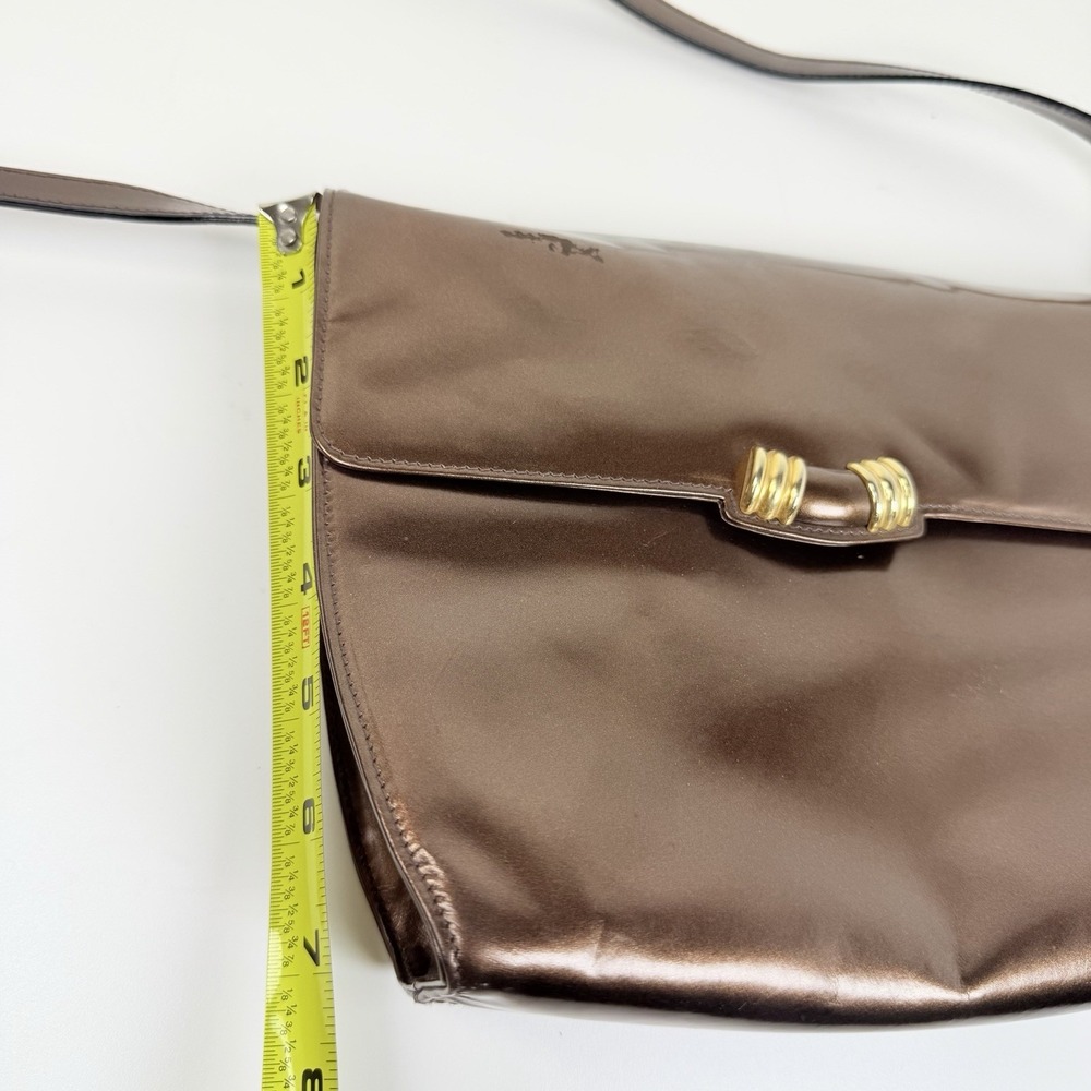Salvatore Ferragamo M211044 Bronze Leather Shoulder Bag Made In Italy - Picture 12 of 16